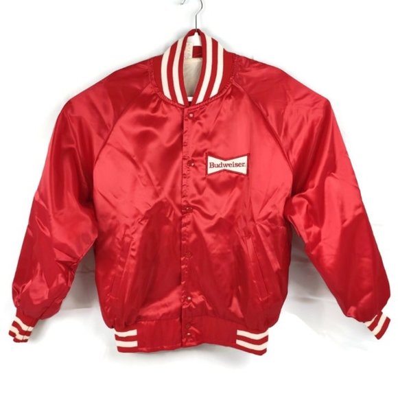 Budweiser Other - Vintage 1980s Budweiser Satin Bomber Red Jacket